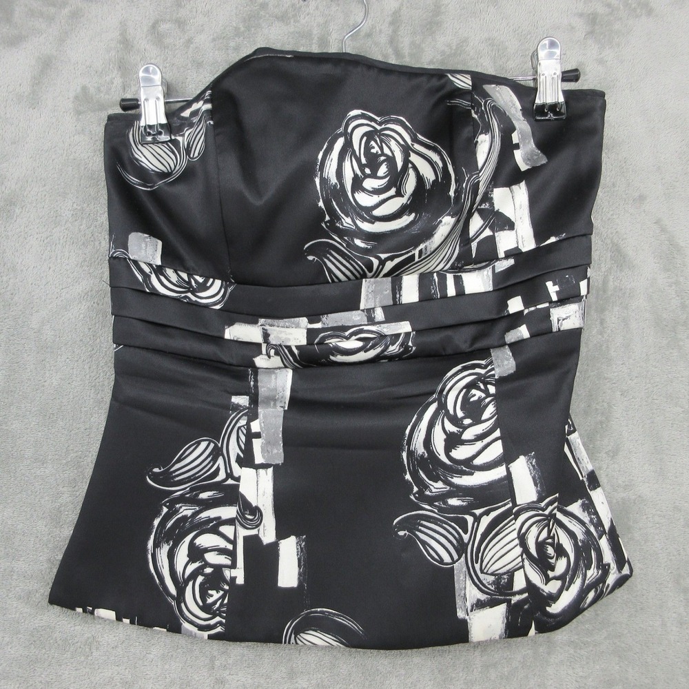 White House Black Market Tube Top Women 0 Silk Strapless Floral Corset 90s Fairy